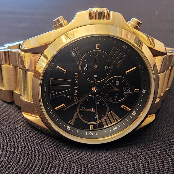 Michael Kors Gold Chronograph Watch with Black Dial